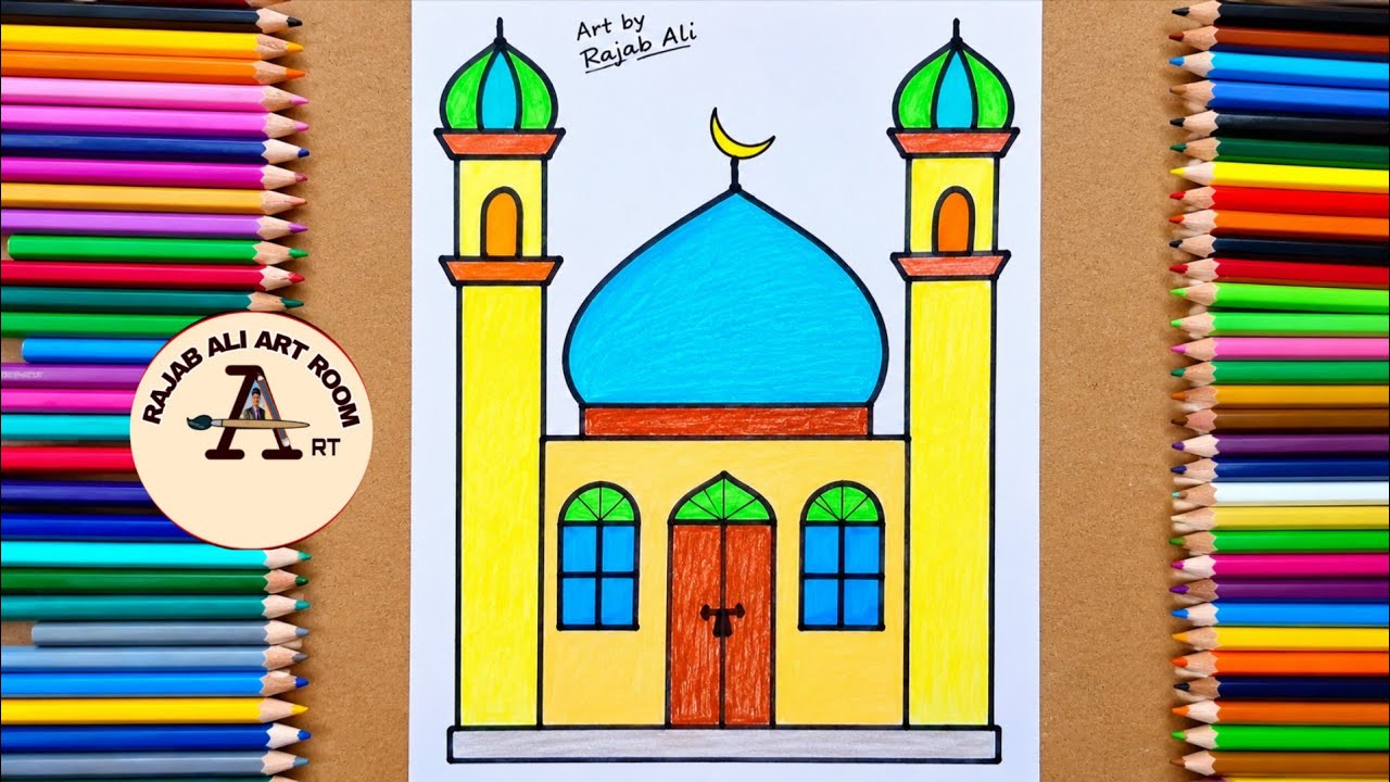 Simple Masjid Easy Masjid Drawing | Learn to Draw Mosque Step by Step | Drawing for ...