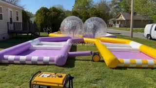 Inflatable zorb ball with zorb track game for fun