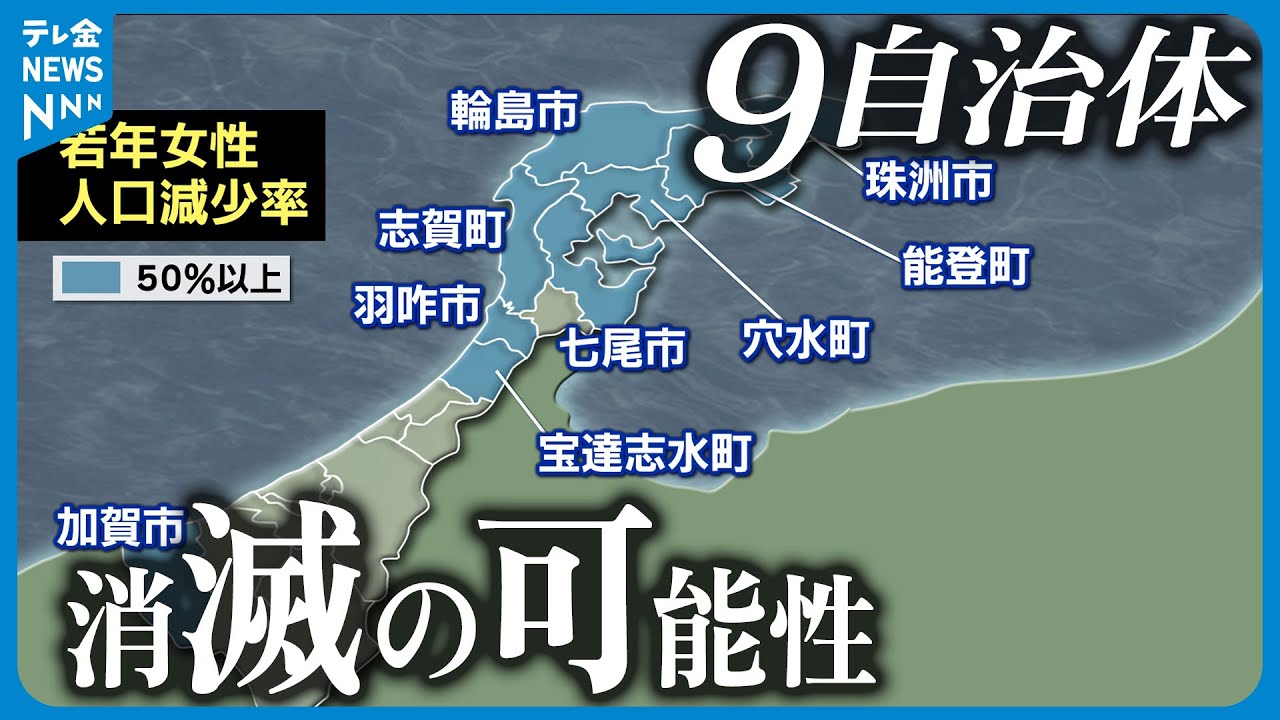 【消滅の可能性】能登を中心に9つの自治体 人口戦略会議が消滅可能性自治体発表 - YouTube