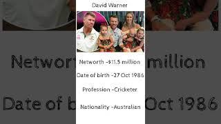 #Australian cricketer David Warner Networth