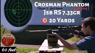 Crosman Phantom .177 { 495 fps } - Jsb RS 7.33gr 20yards Outdoor target shooting / Artillery hold