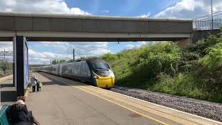 Class 390 Avanti West Coast Pendolino passing Milton Keynes Central at high speed for Manchester Pic