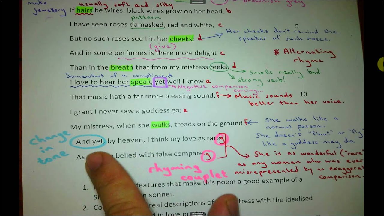 Sonnet 130 (Shakespeare) – analysis - YouTube