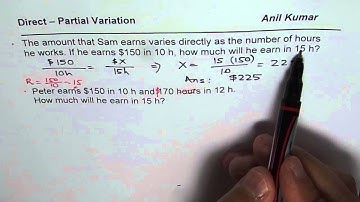 Direct and Partial Variation Earnings Example