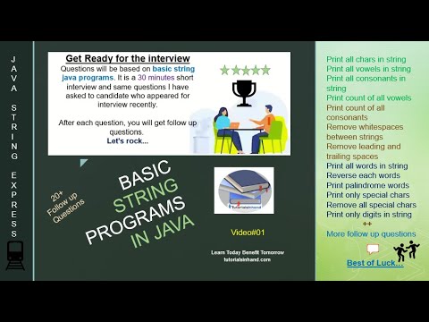 basic string programs in java - Video 1 | string interview questions in ...