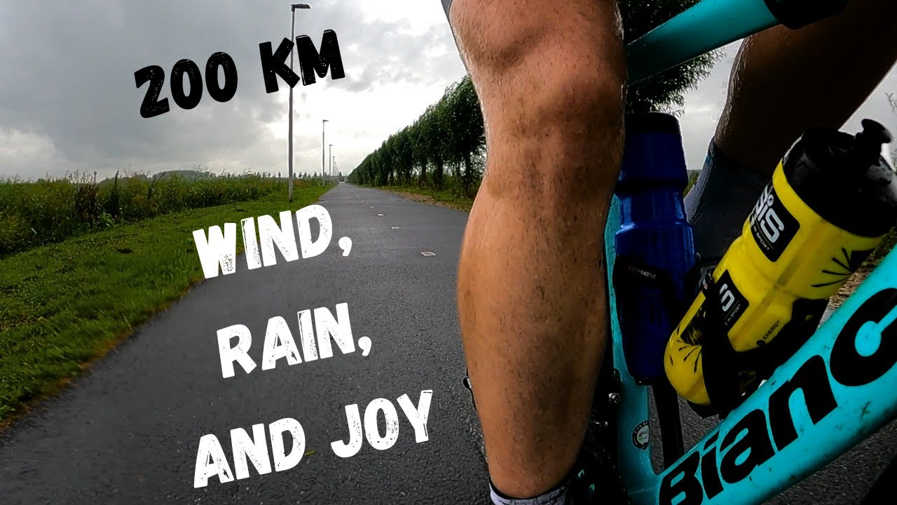 Cycling for 200 km: wind, rain, and getting faster