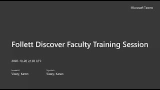 Follett Discover Faculty Training Session