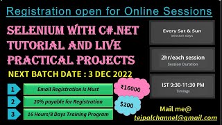 Celebrity Selenium with C#.NET Tutorial & live Practical projects | Online Sessions | BATCH START : 7 JAN 2023 Net Worth