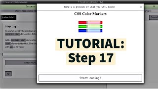 freeCodeCamp | Learn CSS color markers: step 17