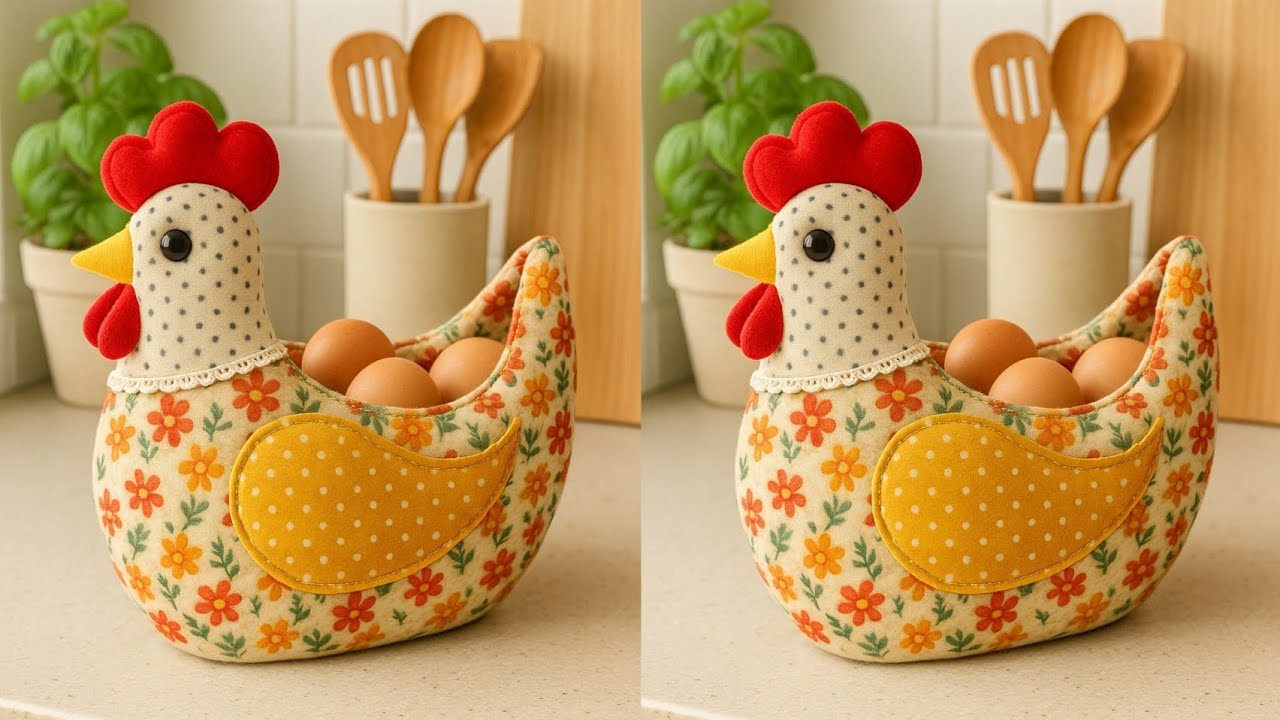 🐔 How to Make a Fabric Chicken Egg Basket | Free Pattern & Tutorial