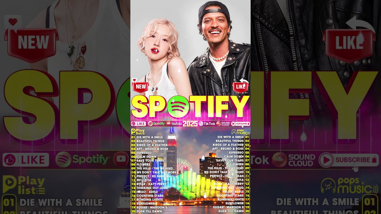 Bruno Mars Ed Sheeran Dua Lipa Adele Maroon 5 Rihanna The Weeknd Pop Music 2025