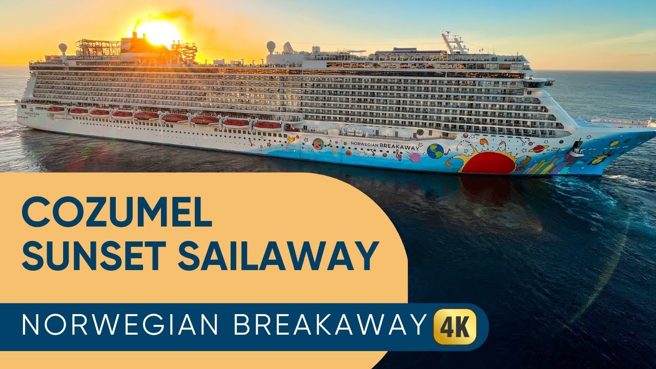 ⁣Norwegian Breakaway Sunset Sailaway from Cozumel with Horn | NCL Breakaway