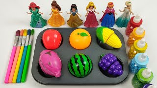 Satisfying Video | DIY How to make Rainbow Slime Candy Frozen Elsa Disney Princess Cutting ASMR