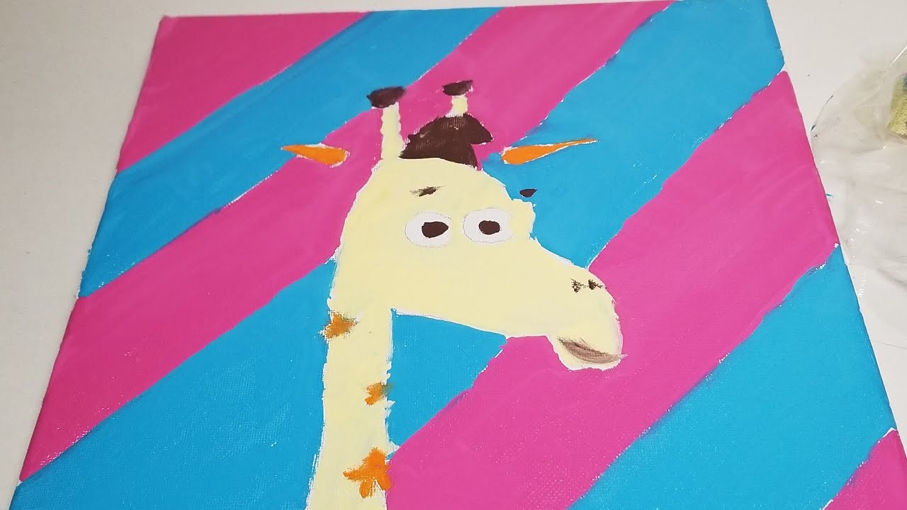 4K Painting Geoffrey The Toysrus Giraffe on a Canvas Timelapse! No Paintbrush Chllenge! toysrus