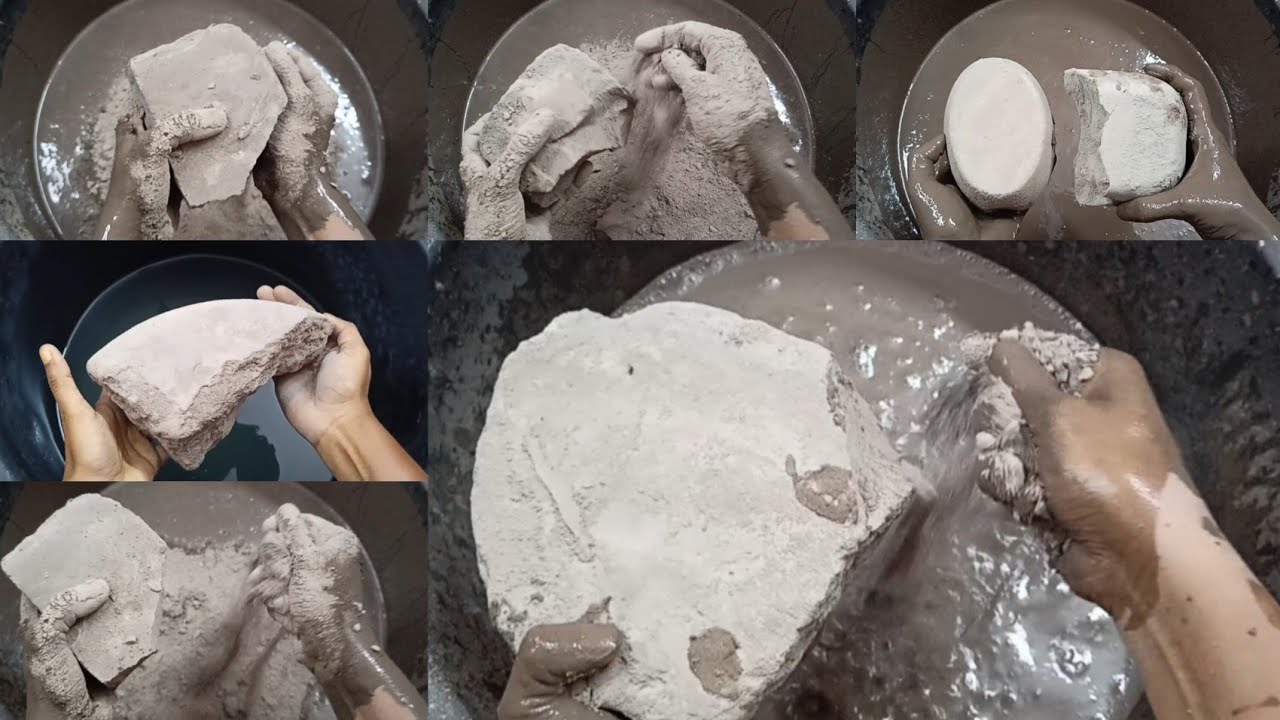 Big Heavy Chunks of Pure Dirt Smashing+Crumbling in💦+A Dipping+On Paste & Paste Mixing/Playing ASMR