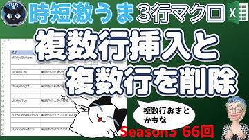 複数行ごとに複数行の挿入と複数行の削除、表から1行おきに行を削除する、時短激うまExcelの3行マクロ～すぐに使えるミニマクロ66回