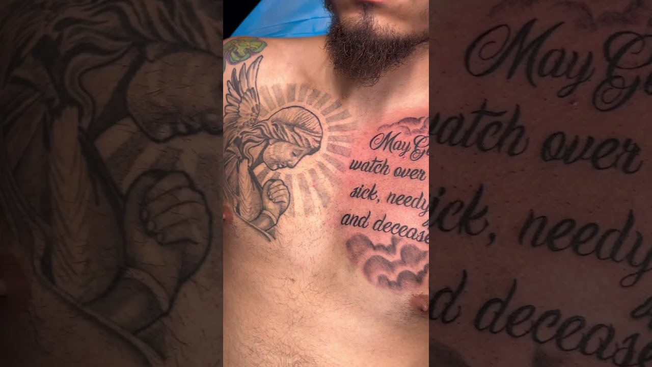 Teddy Picasso | Chest Tattoo | Angel tattoo