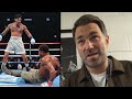 Hurt eddie hearn reacts to ryan garcia knocking down  beating devin haney he bluffed us