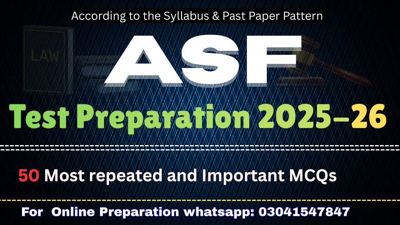 ASF Test Preparation 2026 | ASF past Papers MCQs