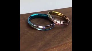 福岡発 低アレルギー性で注目＜チタン結婚指輪＞ ピンクとブルーのカラーリングが美しい【027】