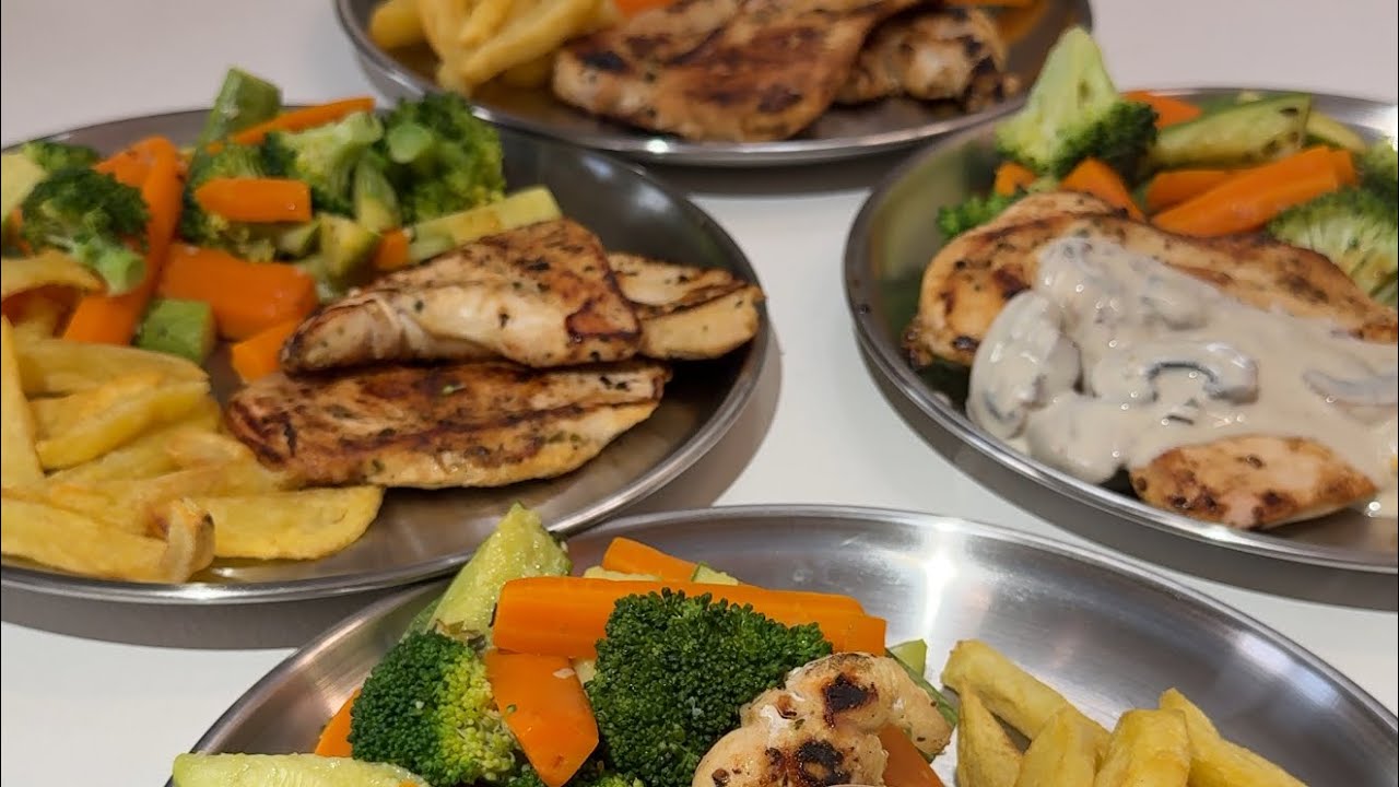 ستيك الدجاج مع الخضار صوص الفطر بالكريما😍#دجاج_بالخضار#صوص_الفطر#دجاج #ستيك