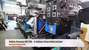 Gallus EM 280   4 colours flexo label printer  with UV and hot air - for sale immediately