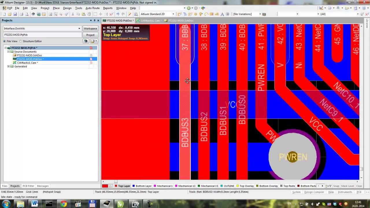 Altium Designer. FT2232 LQFP48.