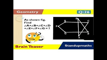 Q:26 As shown fig. Find ∠A+∠B+∠C+∠D+∠E+∠F+∠G = ?