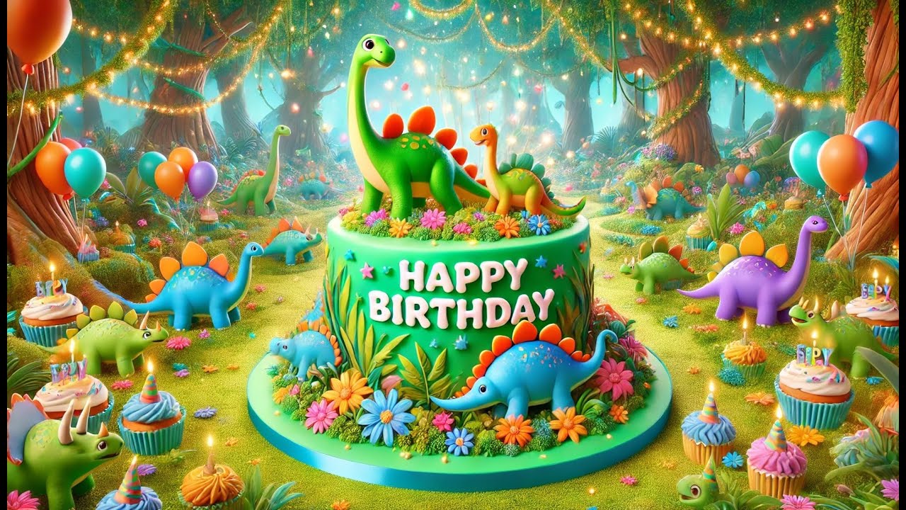 🦖🎂 Happy Birthday to You Song - The Dinosaur Cake! 🎶🎉 babies, kids, children's