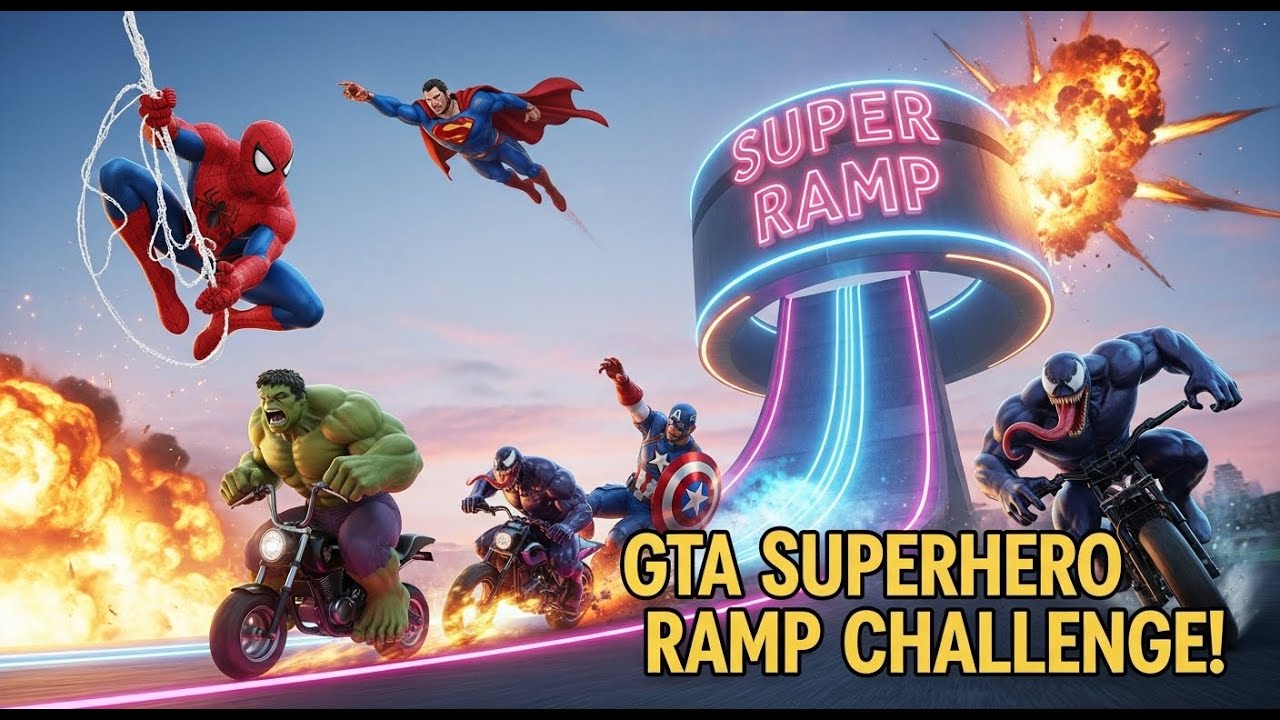 Epic GTA Superheroes Ramp Challenge 🚀 Spiderman, Hulk, Venom & More ...