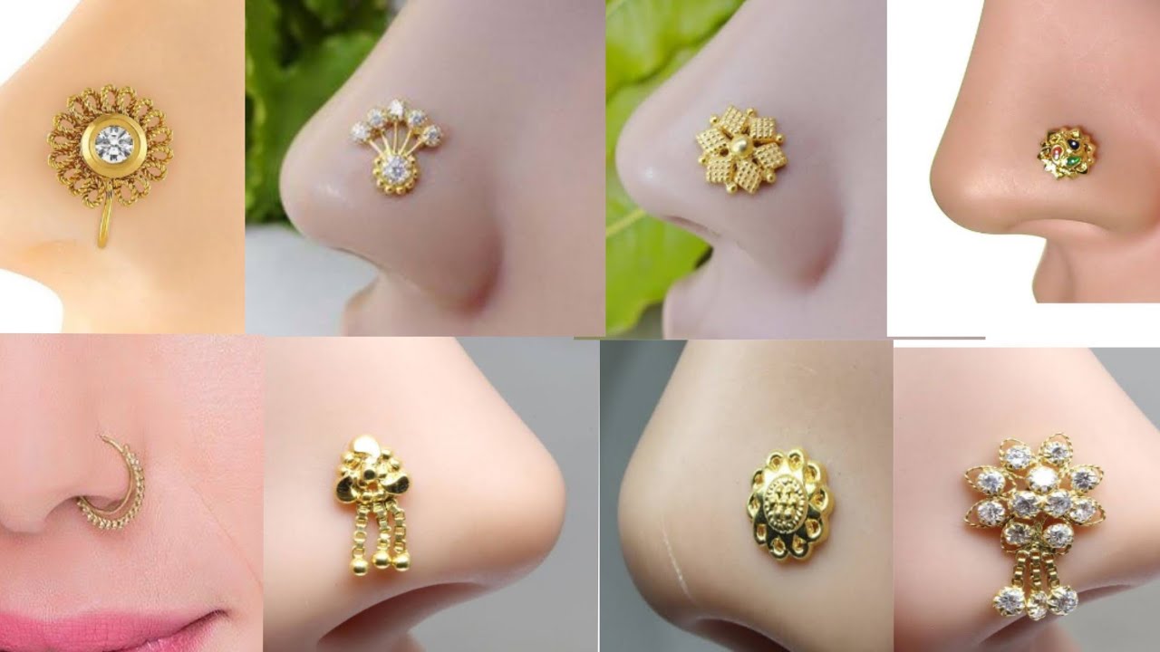 Latest Gold Nose Pin Designs / Gold nose ring design / Beautiful nose pin/ring designs YouTube