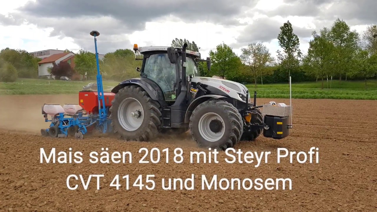 Mais säen 2018 mit Steyr Profi CVT 4145 und Monosem
