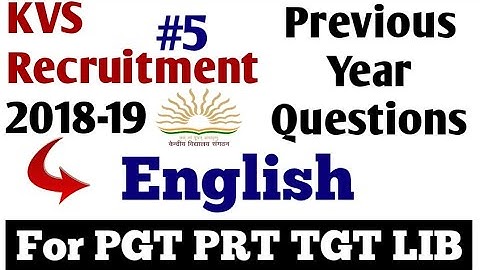 KVS English Previous Year Paper || For PGT PRT TGT LIB | KVS Notification | KVS Exam | KVS Exam