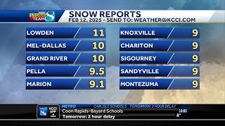 Iowa snowfall totals: See how much has added up Wednesday