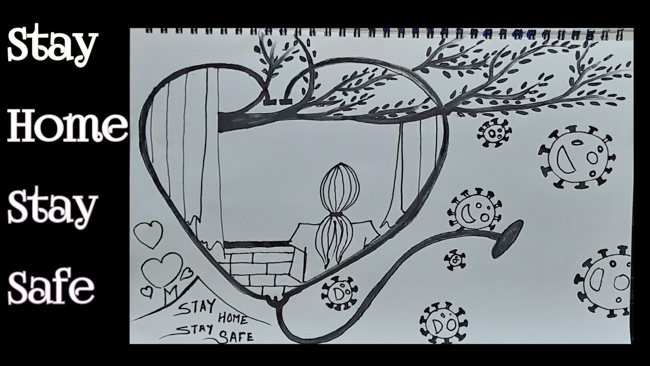 Caronavirus Awareness poster drawing | stay home  stay Safe 