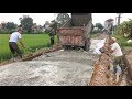 Build A Large Road Using Ready-Mixed Concrete Using A 3-Wheel Transport Vehicle - Build Path