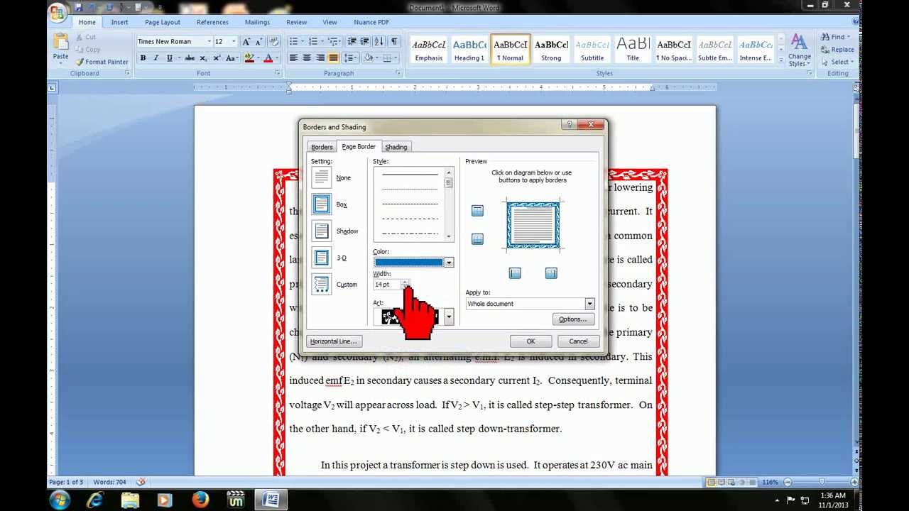 how to input custom borders on microsoft word