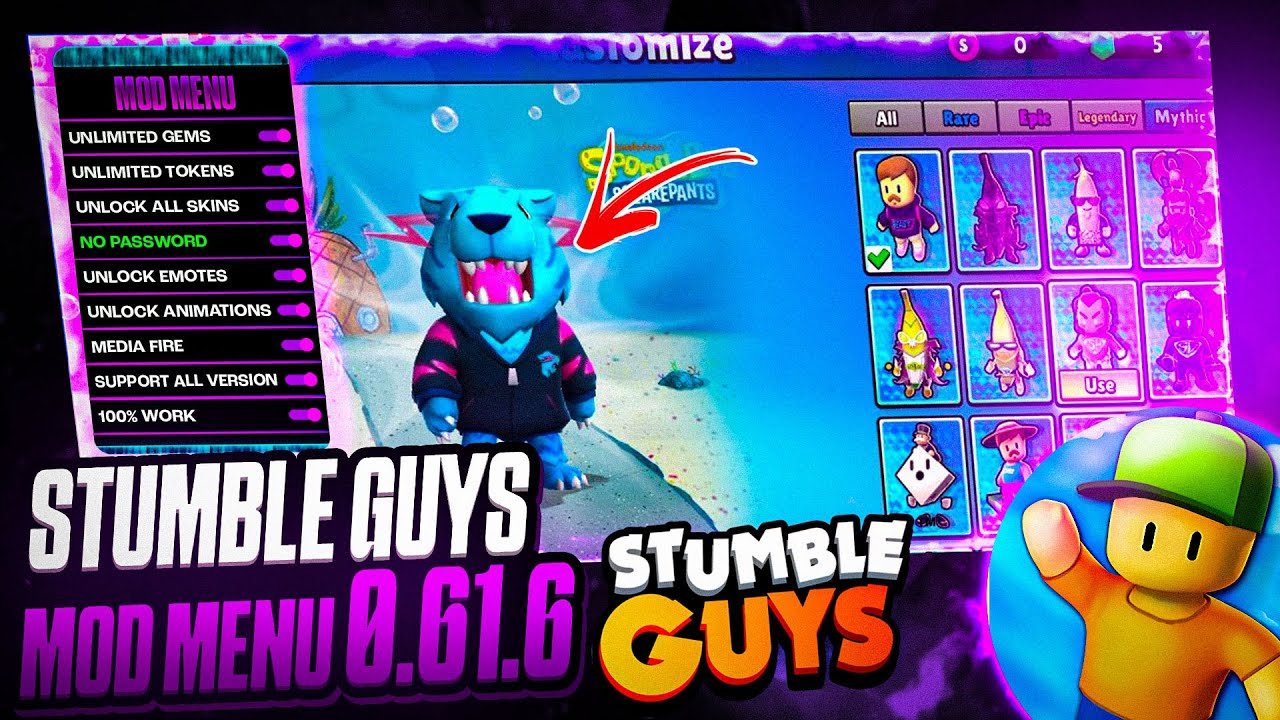 Stumble Guys Mod Menu 0.61.6 - Emotes Skins Level - Stumble Guys 0.61.6 Mod  Apk Gameplay 