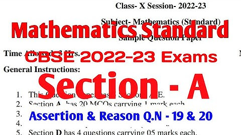 CBSE Sample Paper  2022 - 23 || Maths Class 10th CBSE Sample Paper Q.N - 19 & 20