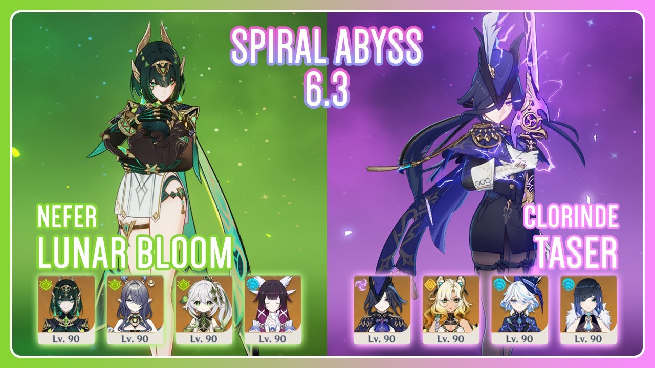 C0 Nefer Columbina Lunar Bloom & C0 Clorinde Taser | NEW Spiral Abyss 6.3 | Genshin Impact