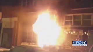 VIDEO: Police looking for suspected arsonist who torched Everett auto shop