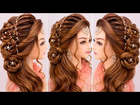 Beautiful Flower Braid hairstyles l Wedding Hairstyles kashee's l Stylish open Hairstyles