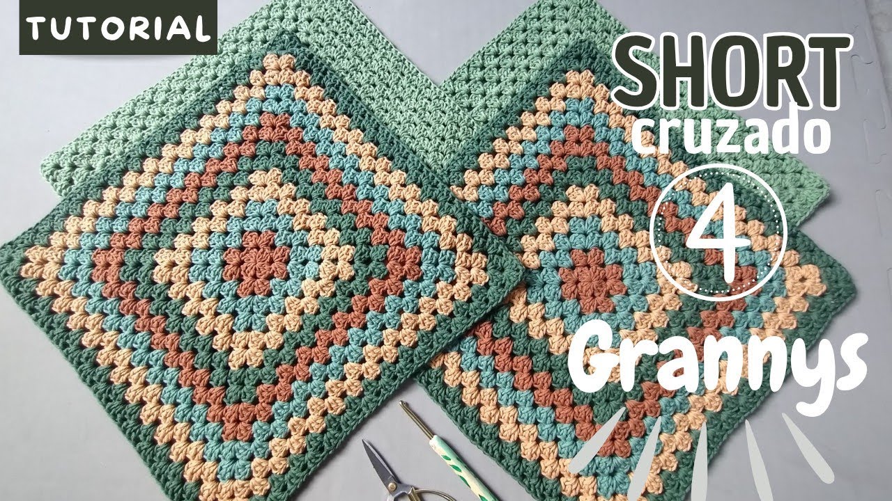 ВАУ! Шорты с перекрестными петлями всего из 4 бабушкиных квадратиков 💯💥 Пошаговая инструкция.