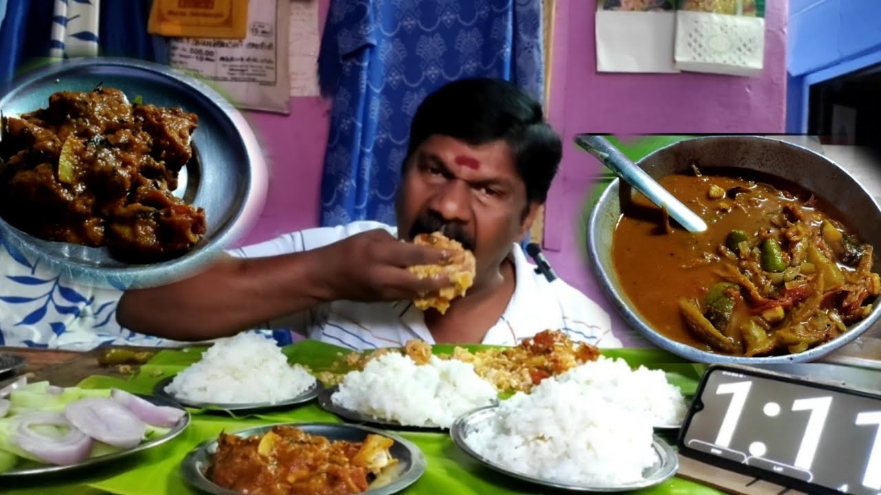 மணக்க மணக்க நெத்திலி மீன் கருவாட்டு குழம்பு , பால் சுறா தொக்கு,6 பிளேட் ரேசன் அரிசி சோறு