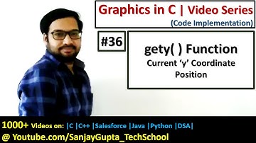 36 Graphics in C | gety( ) function to find out current y coordinate position | by Sanjay Gupta