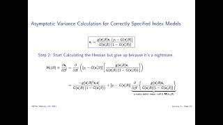 Lecture 3 Part 3 - Asymptotic Variance Calculations for Index Models Wealth