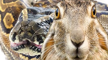 African Rock Python Takes a Rabbit