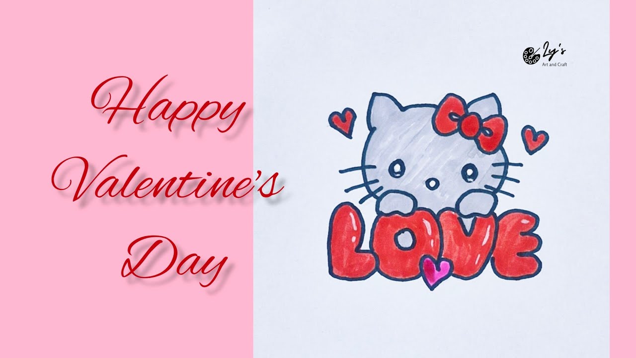 How to draw a love Hello kitty for valentines / easy Valentine's day ...