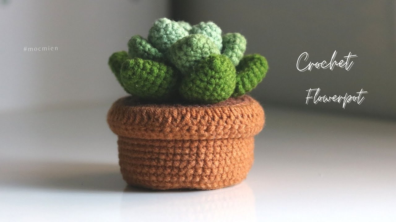 Hướng dẫn cách móc chậu cây bằng len (lớn hơn) chi tiết nhất | Crochet flowerpot