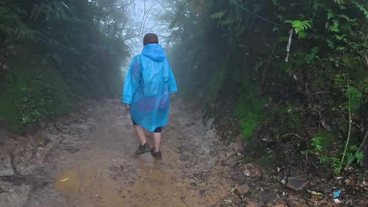 treking jalur cisadon syahdu hujan kabut